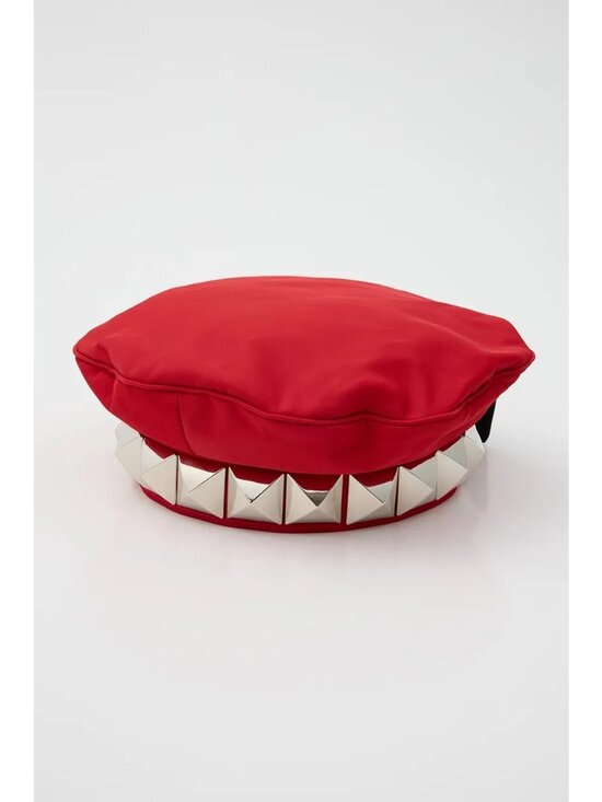 Vaguara MOUSSY Silver Tone Studs Beret Style Hat Red Size Small NWT main image 5